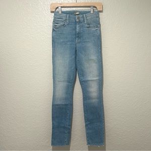 Mother High Waisted Looker Ankle Fray Shoot To Thrill Wash Cheetah, size 24